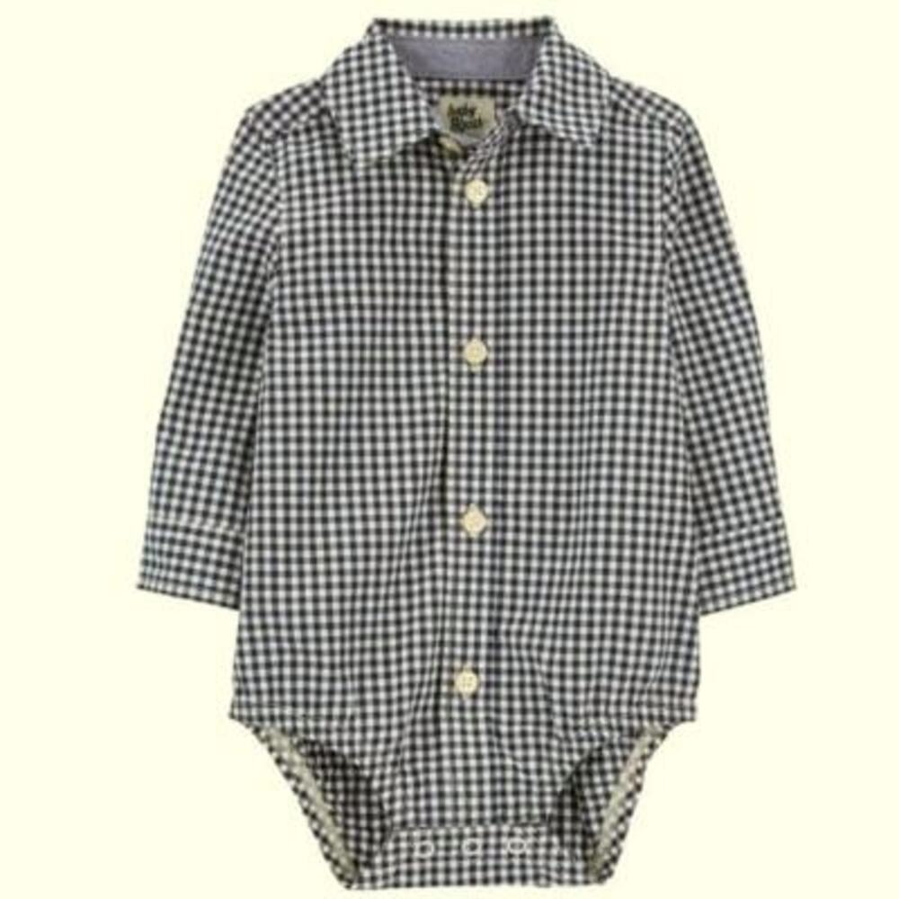 Baby B'Gosh Osh Kosh Boys Gingham Plaid Long Sleeve One Piece Size 6 Months